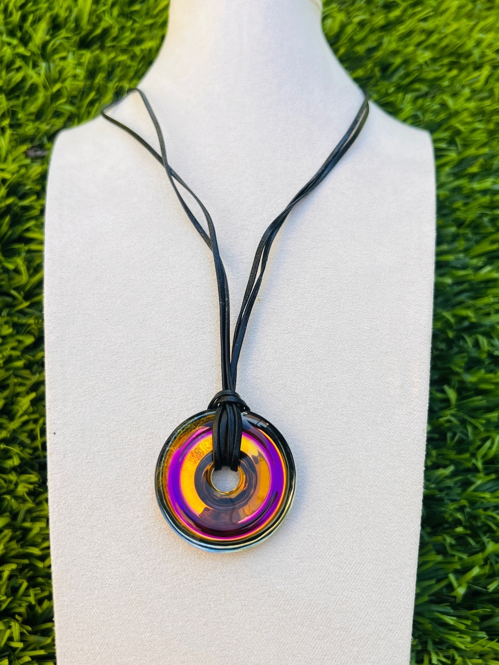 Vintage Baccarat B Spirit Rainbow Riviera Crystal Disc Necklace